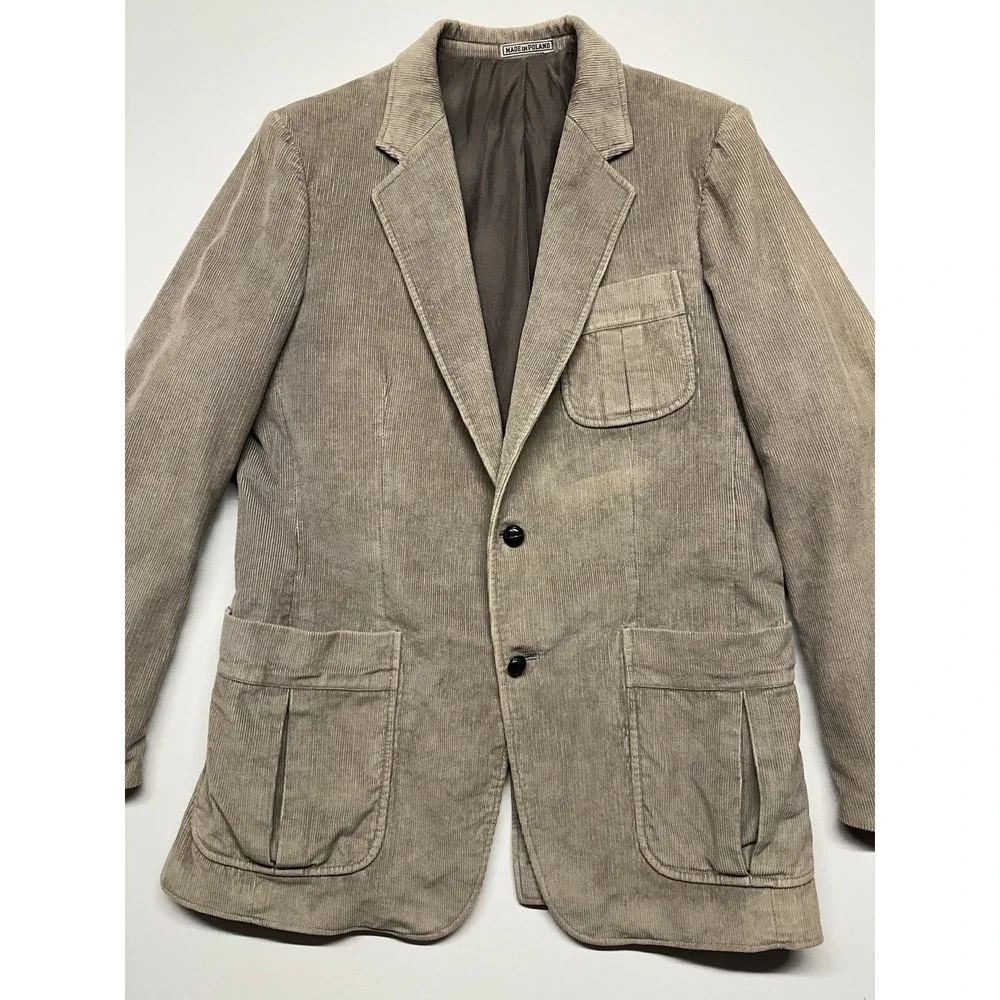 Vintage Brad Whitney Corduroy Blazer Mens 40L Tan Elbow Patches Retro Sport Coat